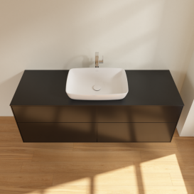 Тумба под раковину Villeroy & Boch Finion 160х50,1 см с подсветкой МДФ черный матовый лак/стекло черное матовое G85200PD