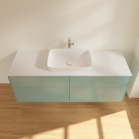 Тумба под раковину Villeroy & Boch Finion 160х50,1 см с подсветкой МДФ оливковый матовый лак/стекло белое матовое G85100GM