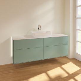 Тумба под раковину Villeroy & Boch Finion 160х50,1 см с подсветкой МДФ оливковый матовый лак/стекло белое матовое G85100GM