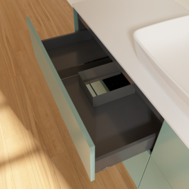 Тумба под раковину Villeroy & Boch Finion 160х50,1 см с подсветкой МДФ оливковый матовый лак/стекло белое матовое G85100GM