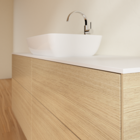 Тумба под раковину Villeroy & Boch Finion 160х50,1 см с подсветкой МДФ шпон дуба/стекло белое матовое  85100PC