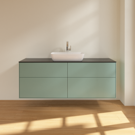 Тумба под раковину Villeroy & Boch Finion 160х50,1 см с подсветкой МДФ оливковый матовый лак/стекло черное матовое G85200GM