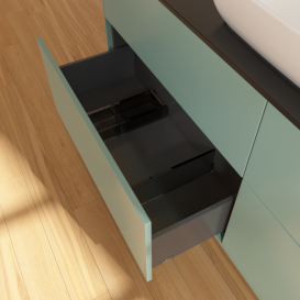 Тумба под раковину Villeroy & Boch Finion 160х50,1 см с подсветкой МДФ оливковый матовый лак/стекло черное матовое G85200GM