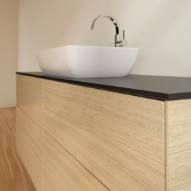 Тумба под раковину Villeroy & Boch Finion 160х50,1 см с подсветкой МДФ шпон дуба/стекло черное матовое G85200PC