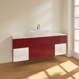 	Тумба под раковину Villeroy & Boch Finion 160х50,1 см с подсветкой МДФ пион матовый лак/стекло белое матовое F861GFHB