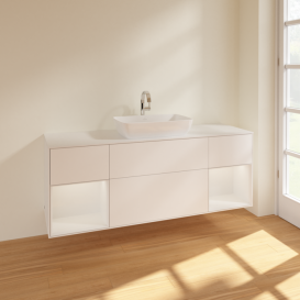 Тумба под раковину Villeroy & Boch Finion 160х50,1 см с подсветкой МДФ белый матовый лак/стекло белое матовое F861GFMT