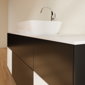 Тумба под раковину Villeroy & Boch Finion 160х50,1 см с подсветкой МДФ черный матовый лак/стекло белое матовое F861GFPD