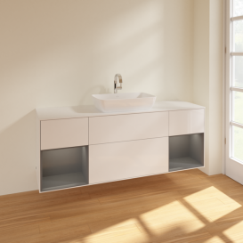 	Тумба под раковину Villeroy & Boch Finion 160х50,1 см с подсветкой МДФ глянцевый белый лак/стекло белое матовое F861GKGF