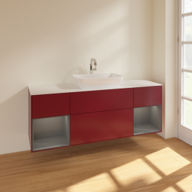 Тумба под раковину Villeroy & Boch Finion 160х50,1 см с подсветкой МДФ пион матовый лак/стекло белое матовое F861GKHB