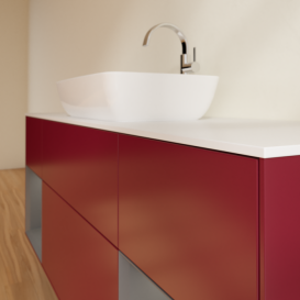 Тумба под раковину Villeroy & Boch Finion 160х50,1 см с подсветкой МДФ пион матовый лак/стекло белое матовое F861GKHB