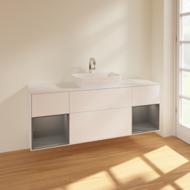 Тумба под раковину Villeroy & Boch Finion 160х50,1 см с подсветкой МДФ белый матовый лак/стекло белое матовое F861GKMT