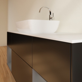 Тумба под раковину Villeroy & Boch Finion 160х50,1 см с подсветкой МДФ черный матовый лак/стекло белое матовое F861GKPD