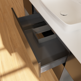 Тумба под раковину Villeroy & Boch Finion 160х50,1 см с подсветкой МДФ черный матовый лак/стекло белое матовое F861GKPD