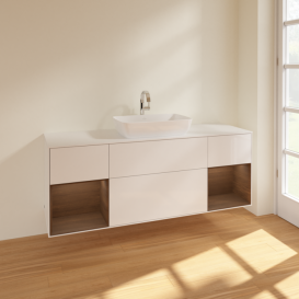 Тумба под раковину Villeroy & Boch Finion 160х50,1 см с подсветкой МДФ глянцевый белый лак/стекло белое матовое F861GNGF