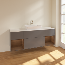 Тумба под раковину Villeroy & Boch Finion 160х50,1 см с подсветкой МДФ антрацит матовый лак/стекло белое матовое F861GNGK