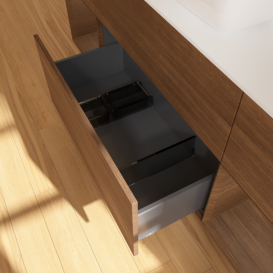 Тумба под раковину Villeroy & Boch Finion 160х50,1 см с подсветкой МДФ шпон грецкого ореха/стекло белое матовое F861GNGN