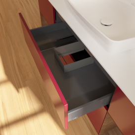 Тумба под раковину Villeroy & Boch Finion 160х50,1 см с подсветкой МДФ пион матовый лак/стекло белое матовое F861GNHB