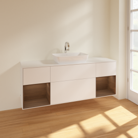 Тумба под раковину Villeroy & Boch Finion 160х50,1 см с подсветкой МДФ белый матовый лак/стекло белое матовое F861GNMT