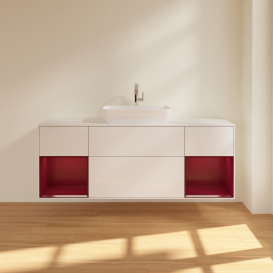 Тумба под раковину Villeroy & Boch Finion 160х50,1 см с подсветкой МДФ глянцевый белый лак/стекло белое матовое F861HBGF