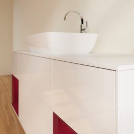 Тумба под раковину Villeroy & Boch Finion 160х50,1 см с подсветкой МДФ глянцевый белый лак/стекло белое матовое F861HBGF