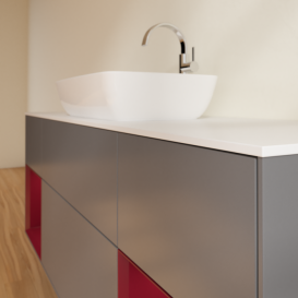 Тумба под раковину Villeroy & Boch Finion 160х50,1 см с подсветкой МДФ антрацит матовый лак/стекло белое матовое F861HBGK