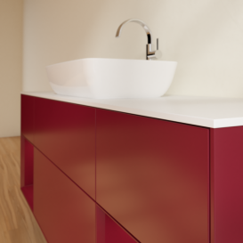 Тумба под раковину Villeroy & Boch Finion 160х50,1 см с подсветкой МДФ пион матовый лак/стекло белое матовое F861HBHB