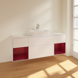 Тумба под раковину Villeroy & Boch Finion 160х50,1 см с подсветкой МДФ белый матовый лак/стекло белое матовое F861HBMT