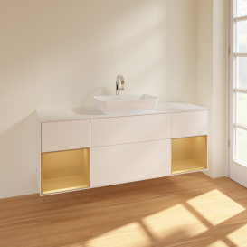 Тумба под раковину Villeroy & Boch Finion 160х50,1 см с подсветкой МДФ белый матовый лак/стекло белое матовое F861HFMT