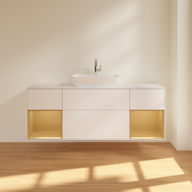 Тумба под раковину Villeroy & Boch Finion 160х50,1 см с подсветкой МДФ белый матовый лак/стекло белое матовое F861HFMT