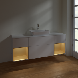 Тумба под раковину Villeroy & Boch Finion 160х50,1 см с подсветкой МДФ белый матовый лак/стекло белое матовое F861HFMT