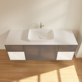 Тумба под раковину Villeroy & Boch Finion 160х50,1 см с подсветкой МДФ антрацит матовый лак/стекло белое матовое F861MTGK