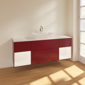 Тумба под раковину Villeroy & Boch Finion 160х50,1 см с подсветкой МДФ пион матовый лак/стекло белое матовое F861MTHB