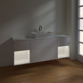 Тумба под раковину Villeroy & Boch Finion 160х50,1 см с подсветкой МДФ белый матовый лак/стекло белое матовое F861MTMT