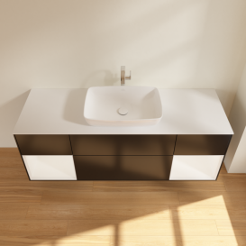 Тумба под раковину Villeroy & Boch Finion 160х50,1 см с подсветкой МДФ черный матовый лак/стекло белое матовое F861MTPD