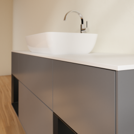 Тумба под раковину Villeroy & Boch Finion 160х50,1 см с подсветкой МДФ антрацит матовый лак/стекло белое матовое F861PDGK