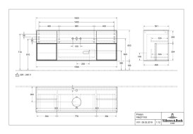 Тумба под раковину Villeroy & Boch Finion 160х50,1 см с подсветкой МДФ шпон грецкого ореха/стекло белое матовое F861PDGN