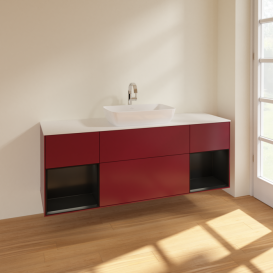 Тумба под раковину Villeroy & Boch Finion 160х50,1 см с подсветкой МДФ пион матовый лак/стекло белое матовое F861PDHB