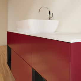 Тумба под раковину Villeroy & Boch Finion 160х50,1 см с подсветкой МДФ пион матовый лак/стекло белое матовое F861PDHB