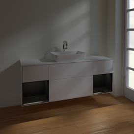 Тумба под раковину Villeroy & Boch Finion 160х50,1 см с подсветкой МДФ белый матовый лак/стекло белое матовое F861PDMT