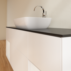 Тумба под раковину Villeroy & Boch Finion 160х50,1 см с подсветкой МДФ белый матовый лак/стекло черное матовое F862GFMT