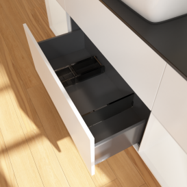 Тумба под раковину Villeroy & Boch Finion 160х50,1 см с подсветкой МДФ белый матовый лак/стекло черное матовое F862GFMT