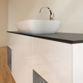 Тумба под раковину Villeroy & Boch Finion 160х50,1 см с подсветкой МДФ глянцевый белый лак/стекло черное матовое F862GKGF