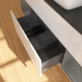 Тумба под раковину Villeroy & Boch Finion 160х50,1 см с подсветкой МДФ глянцевый белый лак/стекло черное матовое F862GKGF