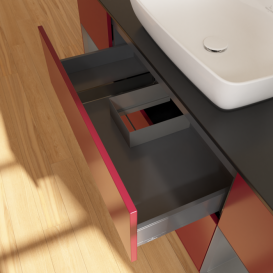 Тумба под раковину Villeroy & Boch Finion 160х50,1 см с подсветкой МДФ пион матовый лак/стекло черное матовое F862GKHB