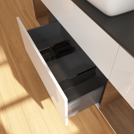 Тумба под раковину Villeroy & Boch Finion 160х50,1 см с подсветкой МДФ глянцевый белый лак/стекло черное матовое F862GNGF