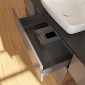 Тумба под раковину Villeroy & Boch Finion 160х50,1 см с подсветкой МДФ антрацит матовый лак/стекло черное матовое F862GNGK