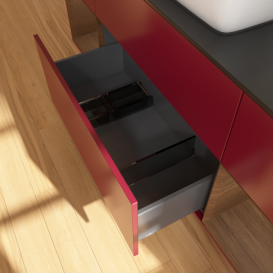 Тумба под раковину Villeroy & Boch Finion 160х50,1 см с подсветкой МДФ пион матовый лак/стекло черное матовое F862GNHB