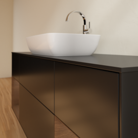 Тумба под раковину Villeroy & Boch Finion 160х50,1 см с подсветкой МДФ черный матовый лак/стекло черное матовое F862GNPD