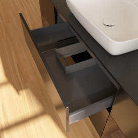 Тумба под раковину Villeroy & Boch Finion 160х50,1 см с подсветкой МДФ черный матовый лак/стекло черное матовое F862GNPD