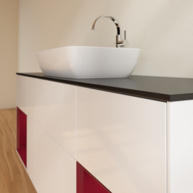 Тумба под раковину Villeroy & Boch Finion 160х50,1 см с подсветкой МДФ глянцевый белый лак/стекло черное матовое F862HBGF